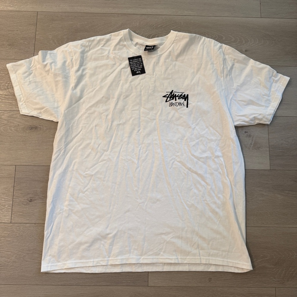 Stussy Cities London White T-Shirt Shirt Tee Men Unisex Short Sleeve Top Sz. XL